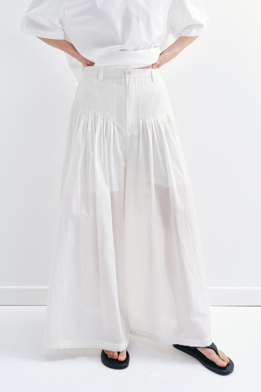 Cotton blend lightweight feel wide-leg skirt pants | 3 color