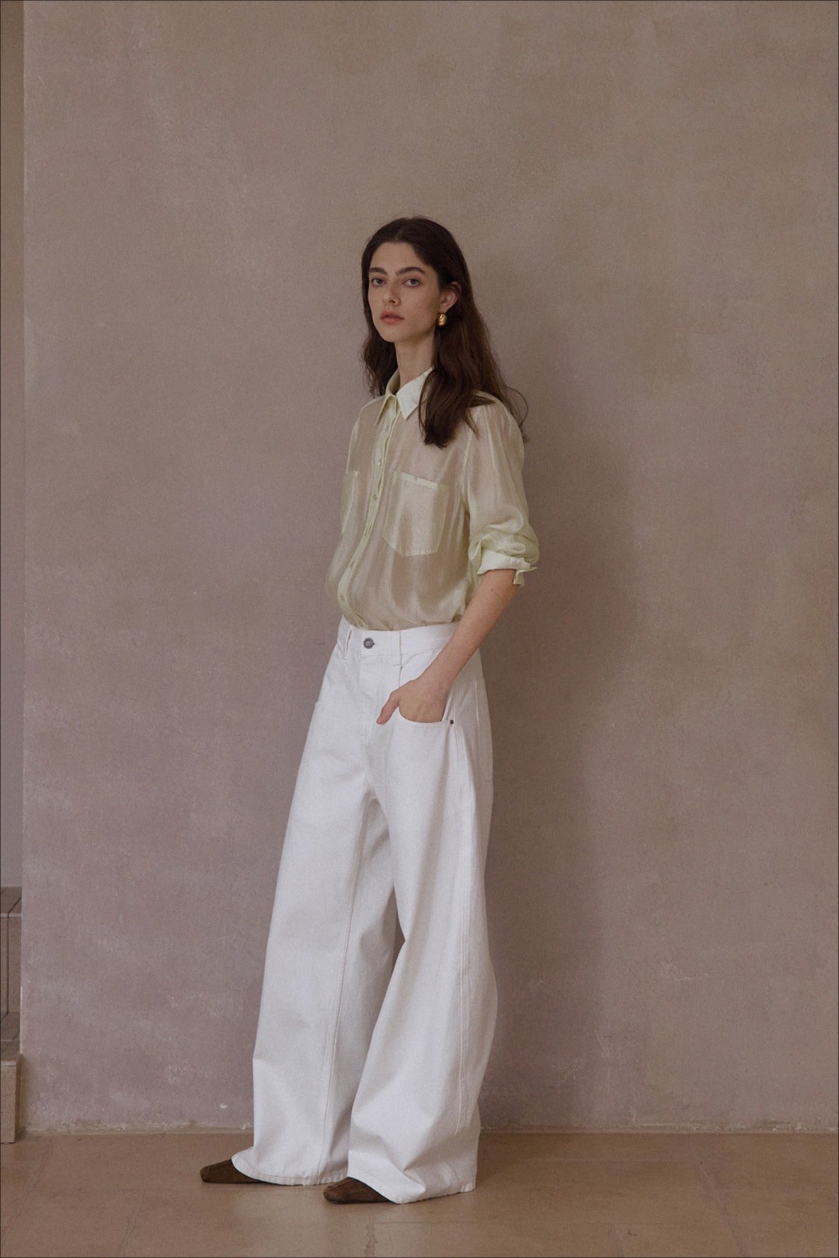 Viscose blend sheer regular fit shirt | 4 color