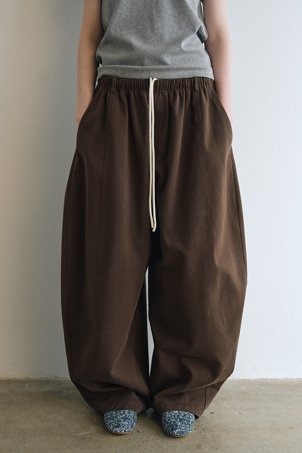Cotton blend ultra-relaxed patchwork banana silhouette pants | 5 color