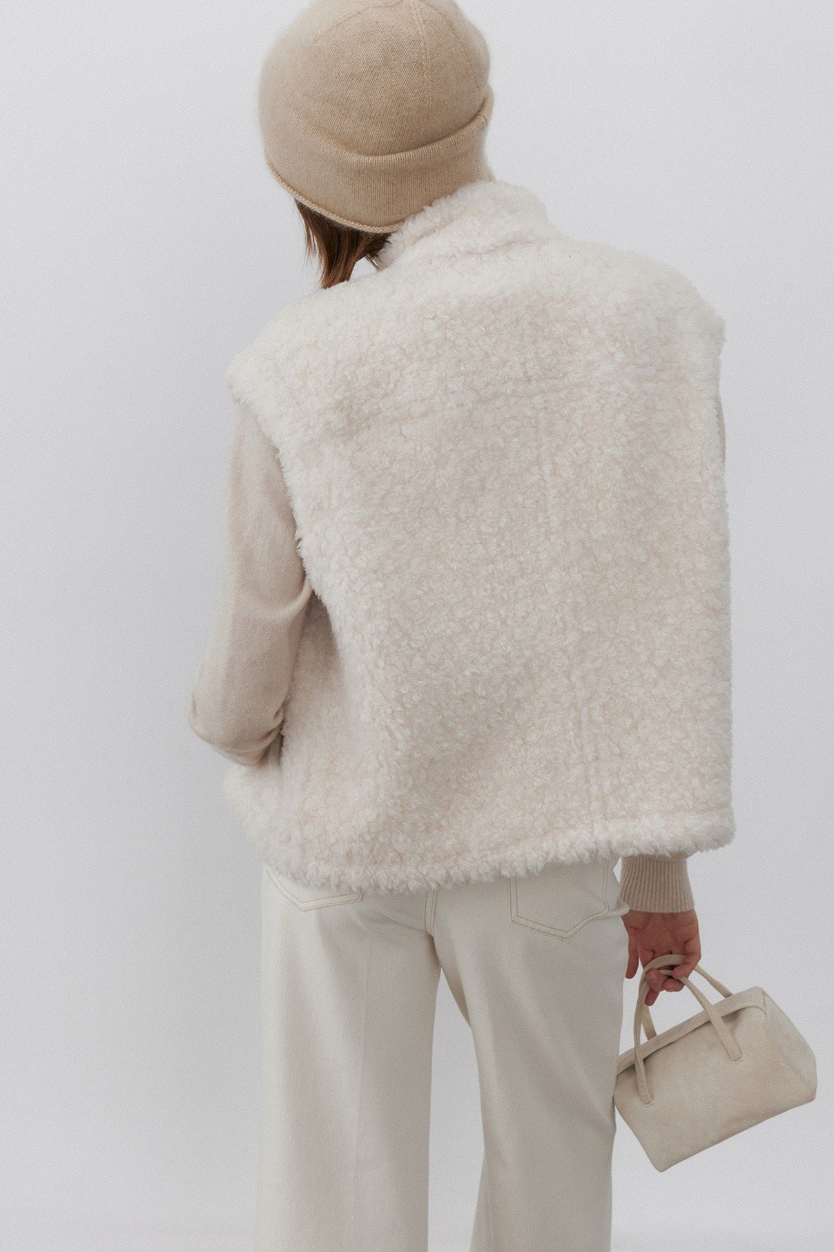 100% wool plush feel warm vest | 2 color