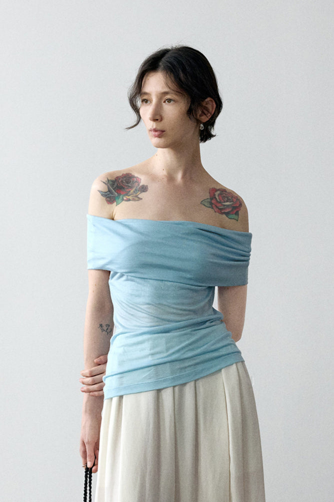 Lyocell blend smooth feel off-shoulder top | 5 color