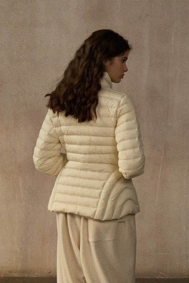 Lightweight hourglass silhouette down jacket | 3 color