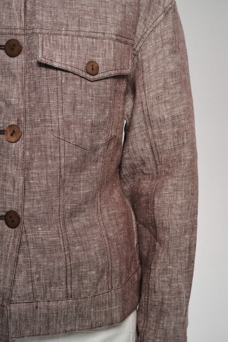 Veste texturée en linum avec silhouette en sablier