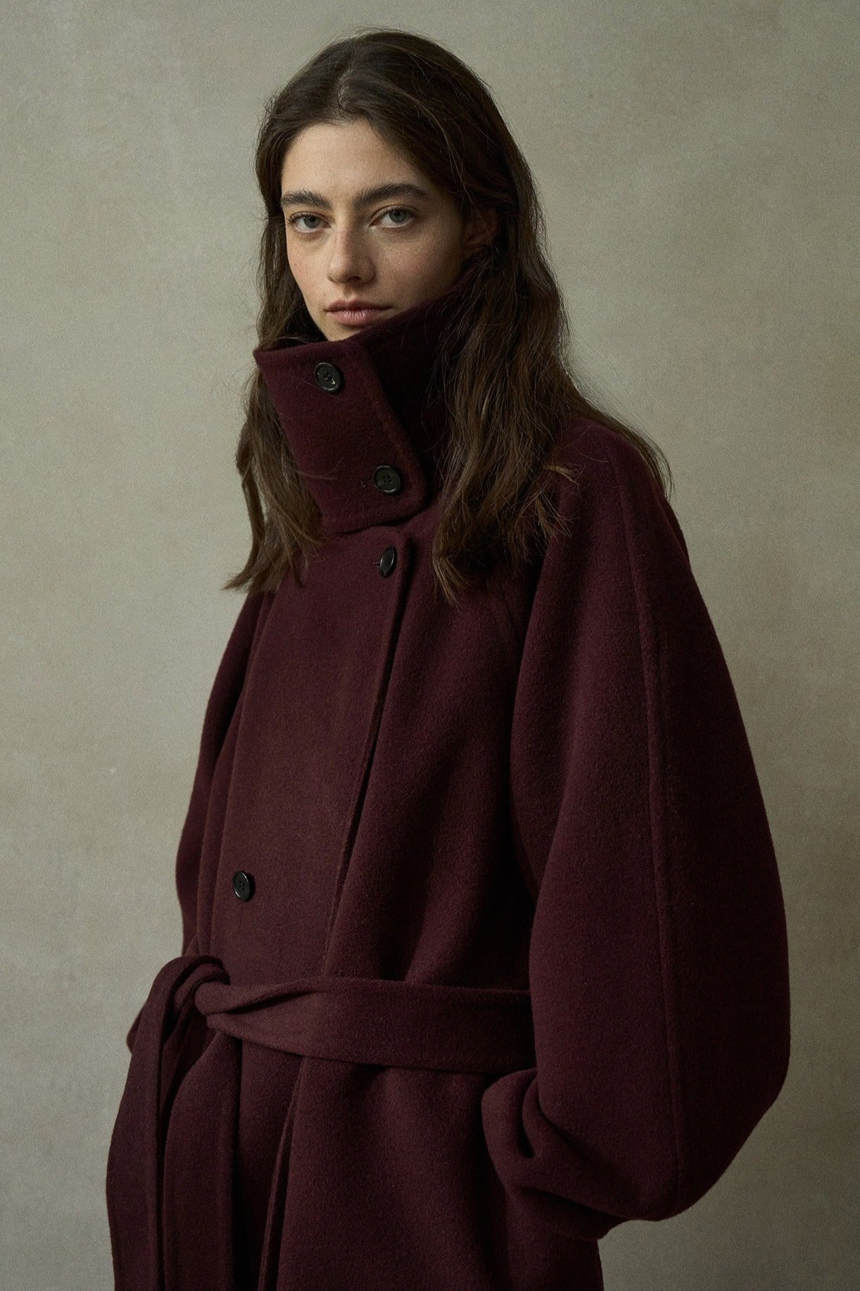 Wool blend loose-fit structured overcoat