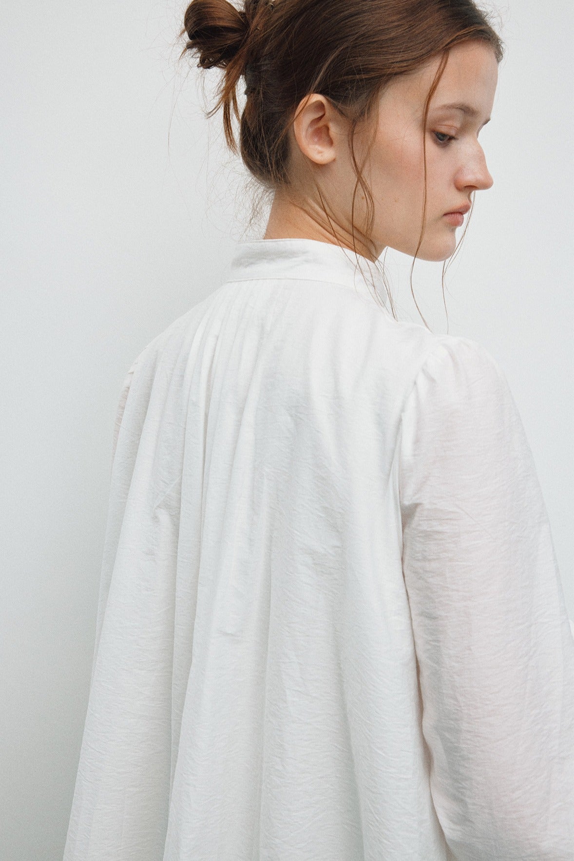 Cotton blend mid-length pleated tail dress | 4 color