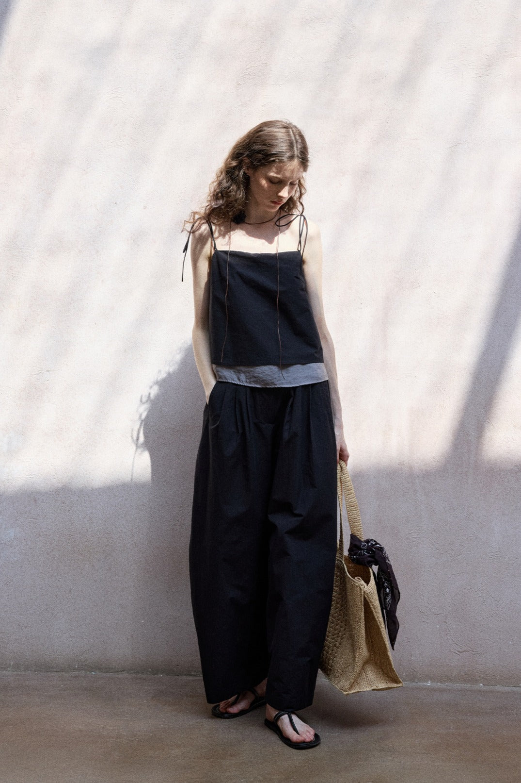 Cotton blend linen relaxed-fit pants | 3 color