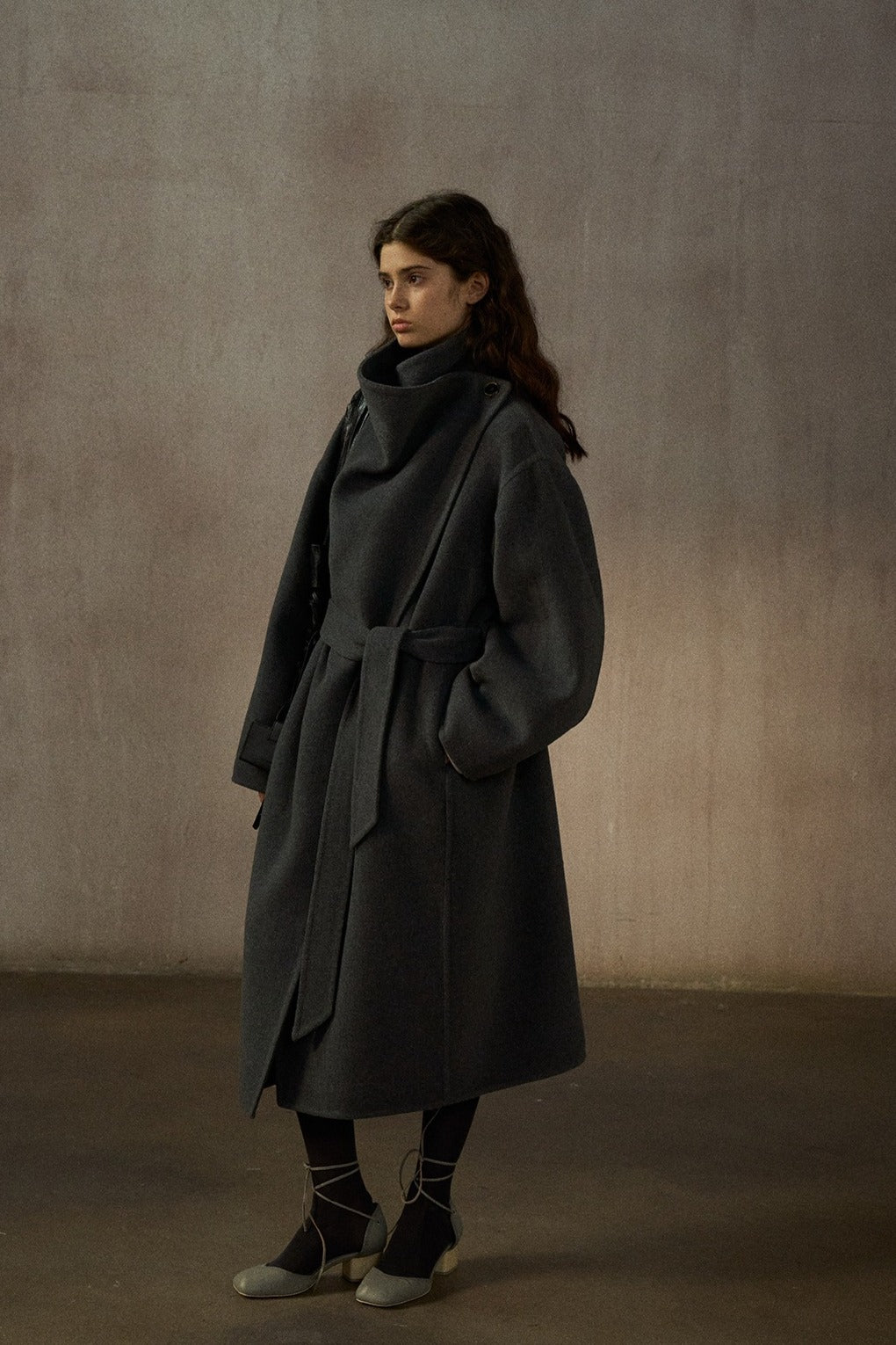 100% wool irregular collar overcoat | 2 color