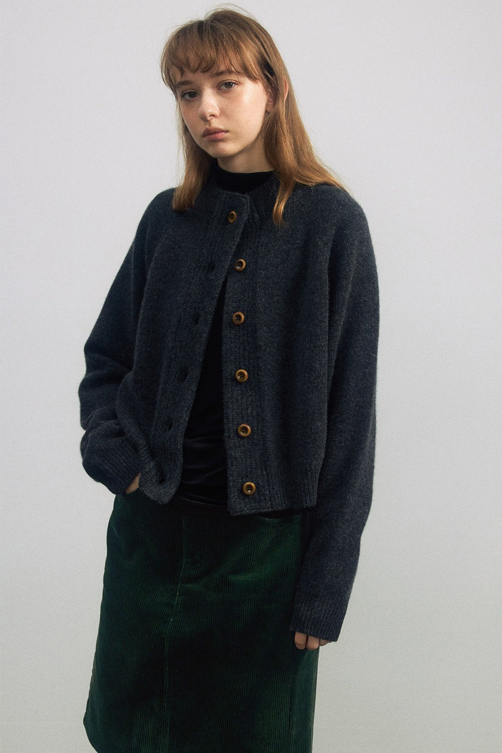 100% wool wide placket cardigan | 5 color