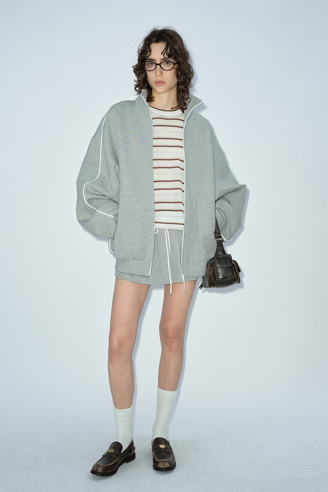 Veste à capuche à col montant en mélange de coton | 2 couleurs