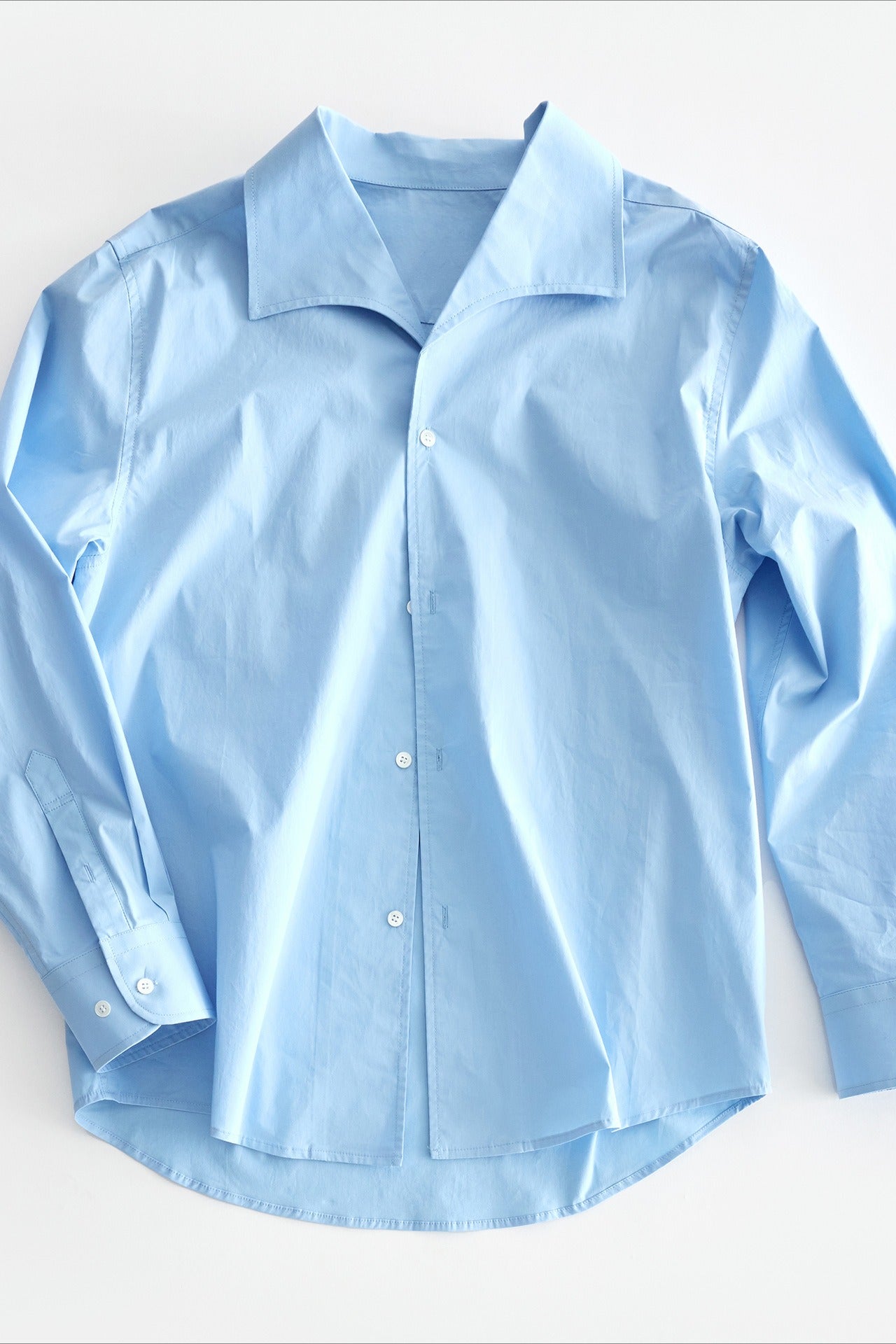 Cotton large lapel collar loose-fit shirt | 2 color