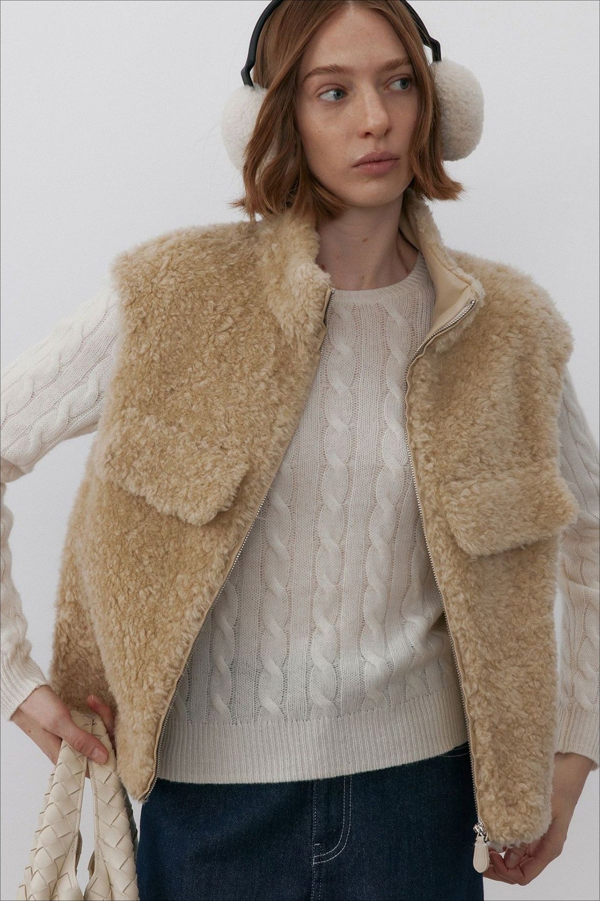 100% wool plush feel warm vest | 2 color