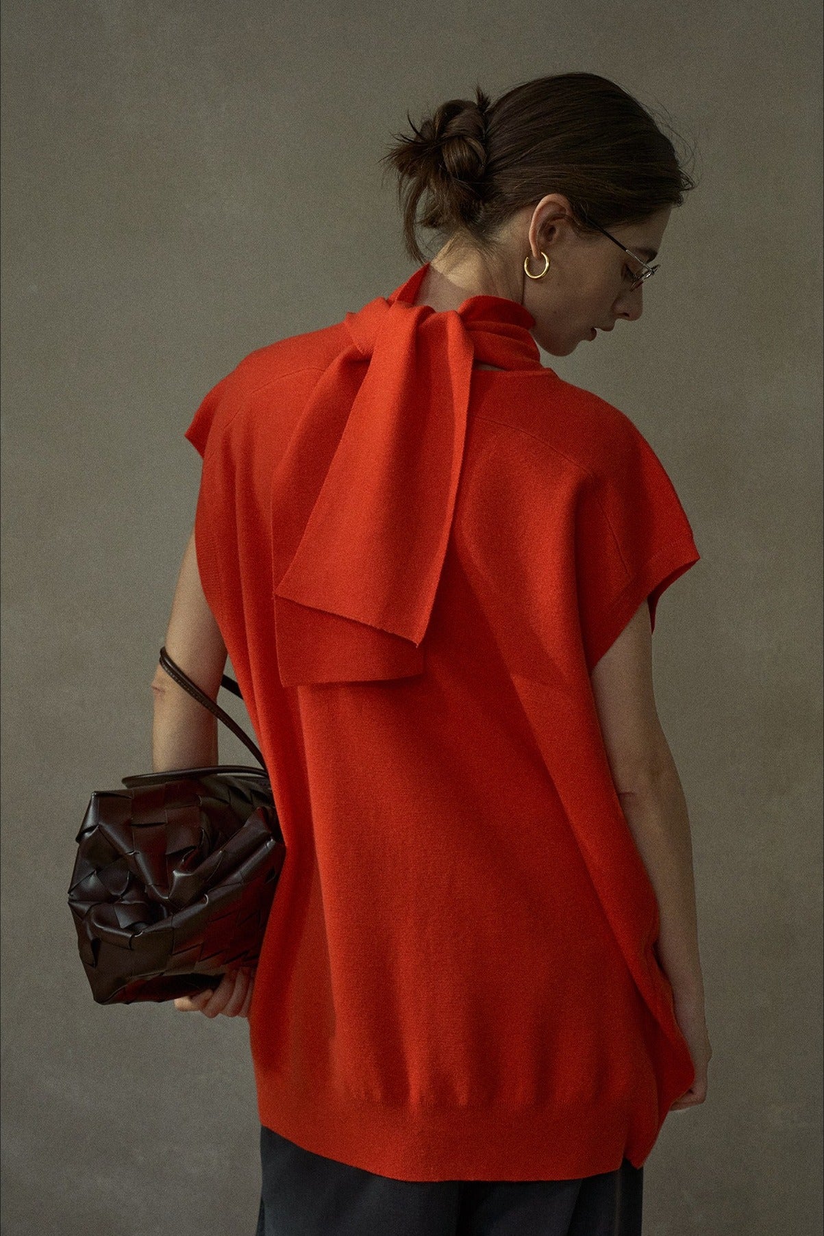 Wool containing relaxed-fit flowing ribbon knit vest | 3 color