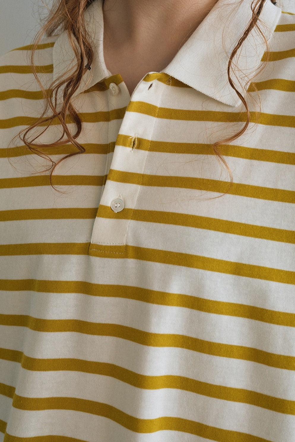 100% cotton loose-fit stripe pattern polo t-shirt | 4 color