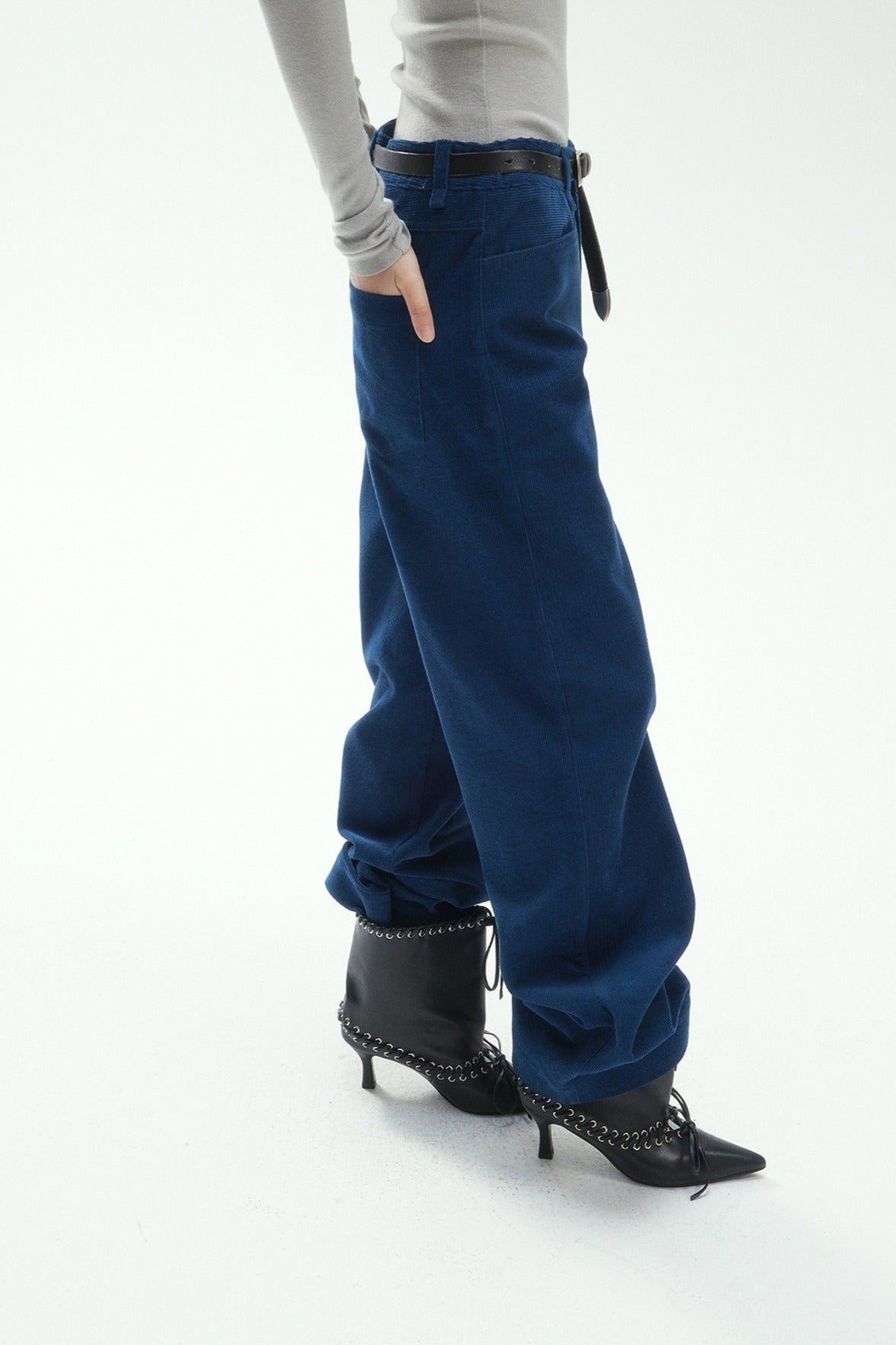Cotton blend straight-leg corduroy pants | 3 color
