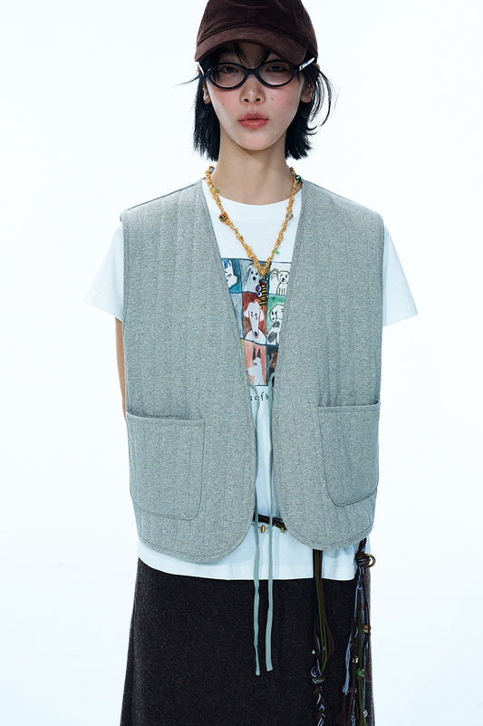 Wool blend filling quilted vest | 3 color
