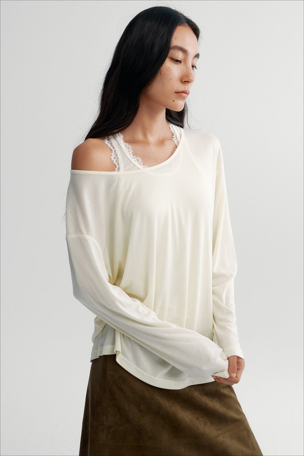 High elastic modal blend relaxed fit sling and t-shirt set | 3 color