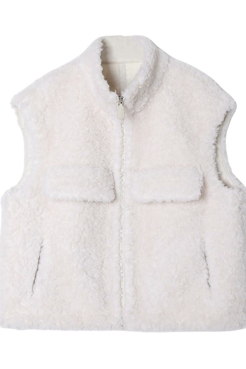 100% wool plush feel warm vest | 2 color