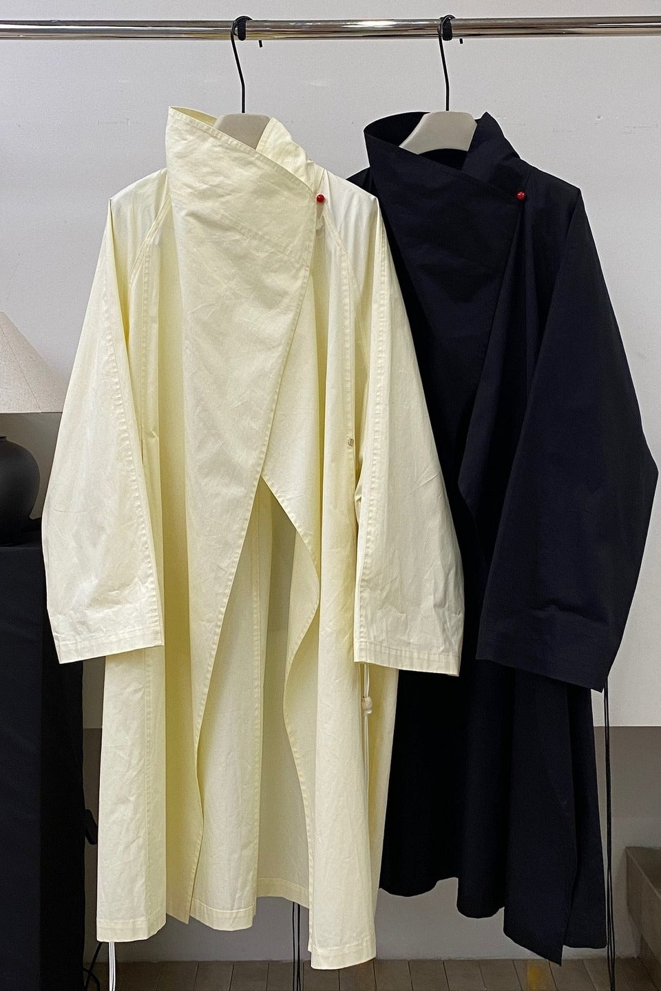 100 cotton structured silhouette trench coat | 2 color