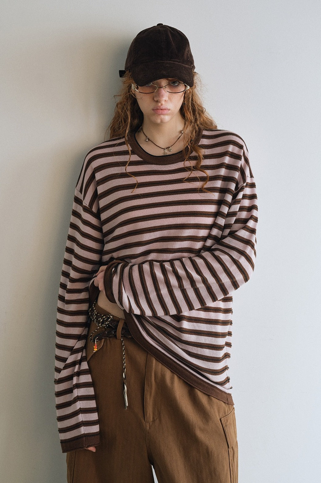 Wool blend oversized striped knitwear | 5 color