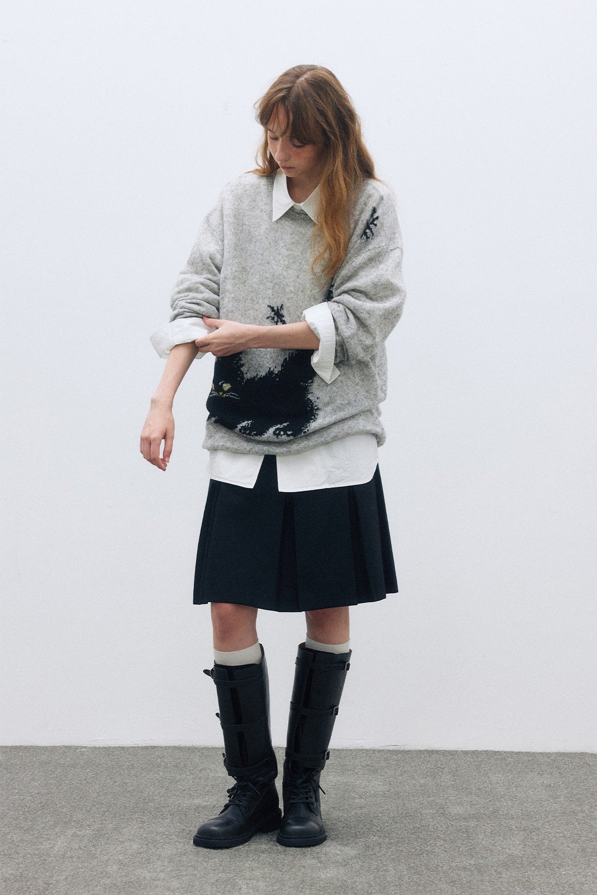 High rise crisp pleats A-line skirt | 2 color