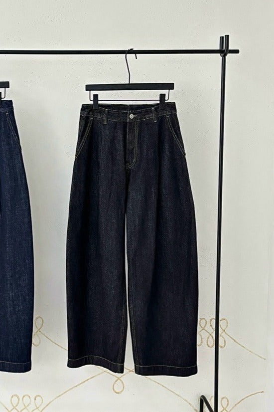 Cotton blend loose fit mid-low rise jeans | 2 color