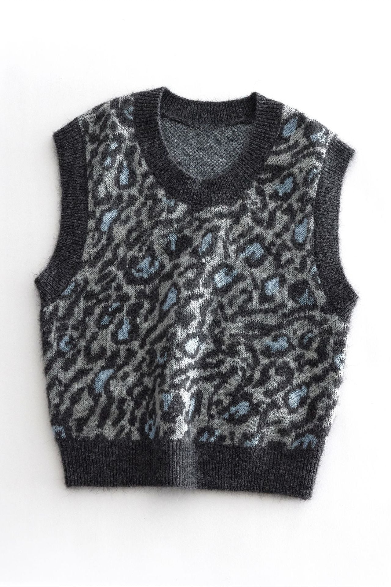 Alpaca blend retro leopard vest | 2 color