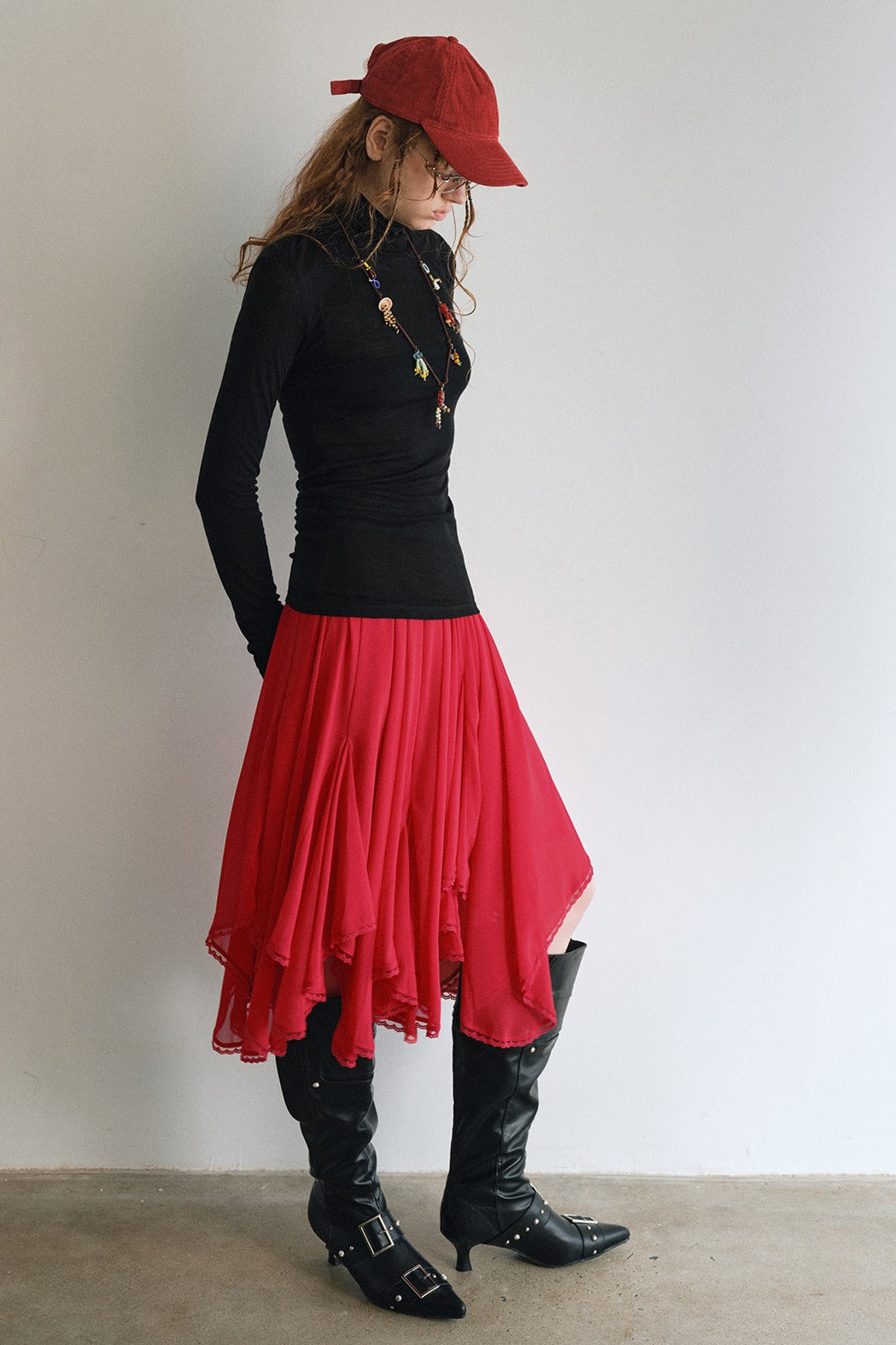 Playful Boho flair lace panel skirt | 4 color