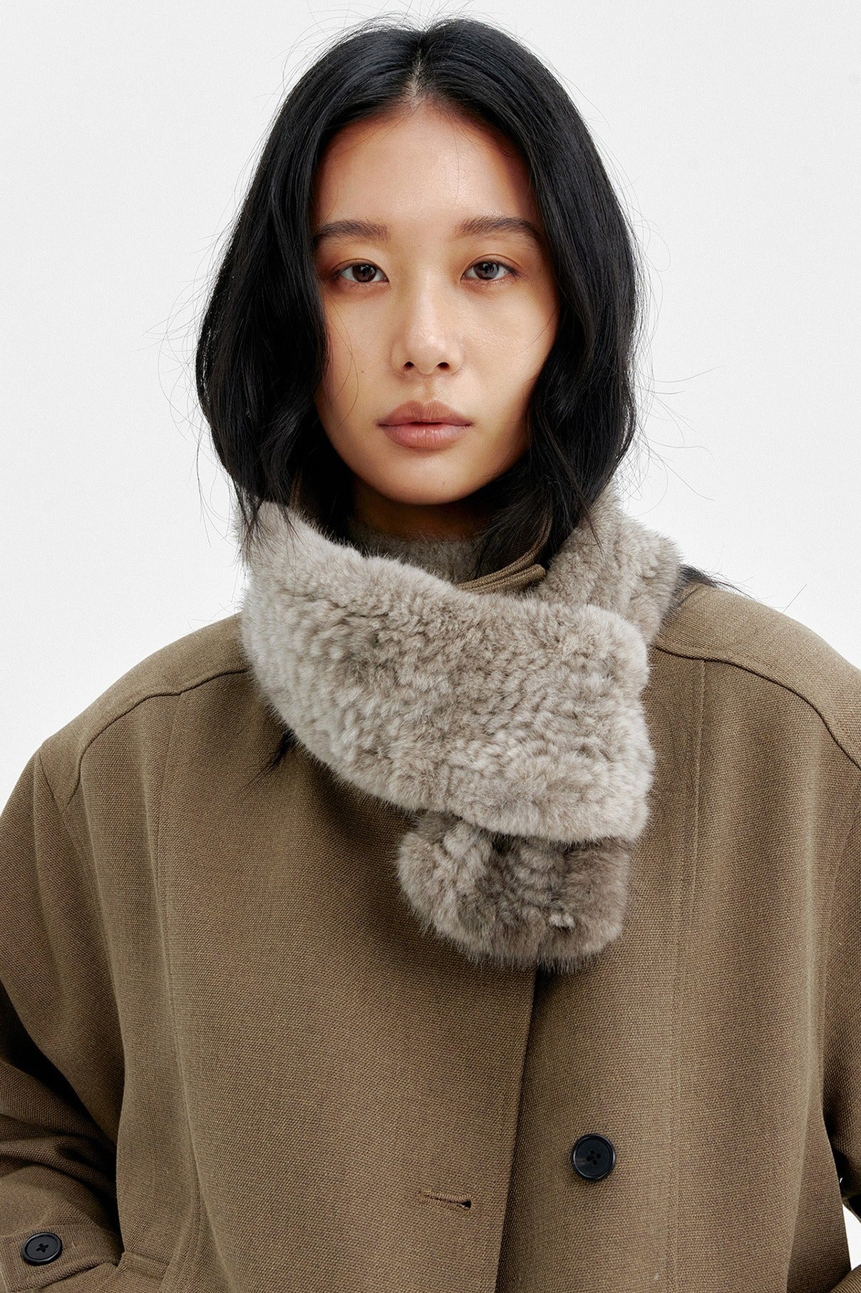 Mink fur warm mini scarf | 2 color