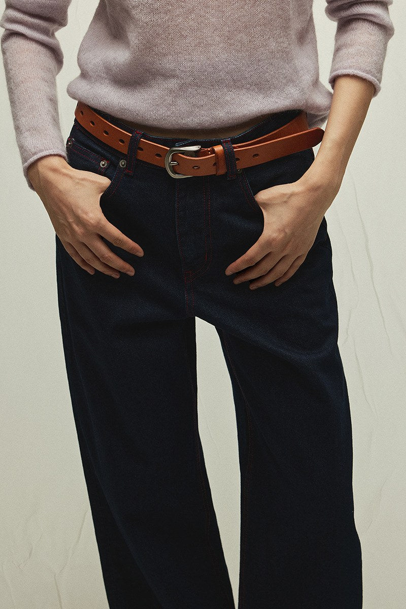 100% cotton color contrasting stitching jeans