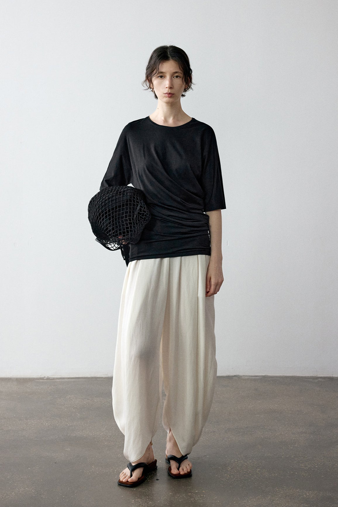 Cotton blend soft irregular hem T-shirt | 4 color