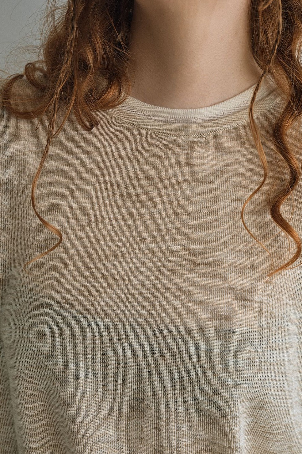Acrylic-linen fake two-piece lightweight knitwear | 3 color