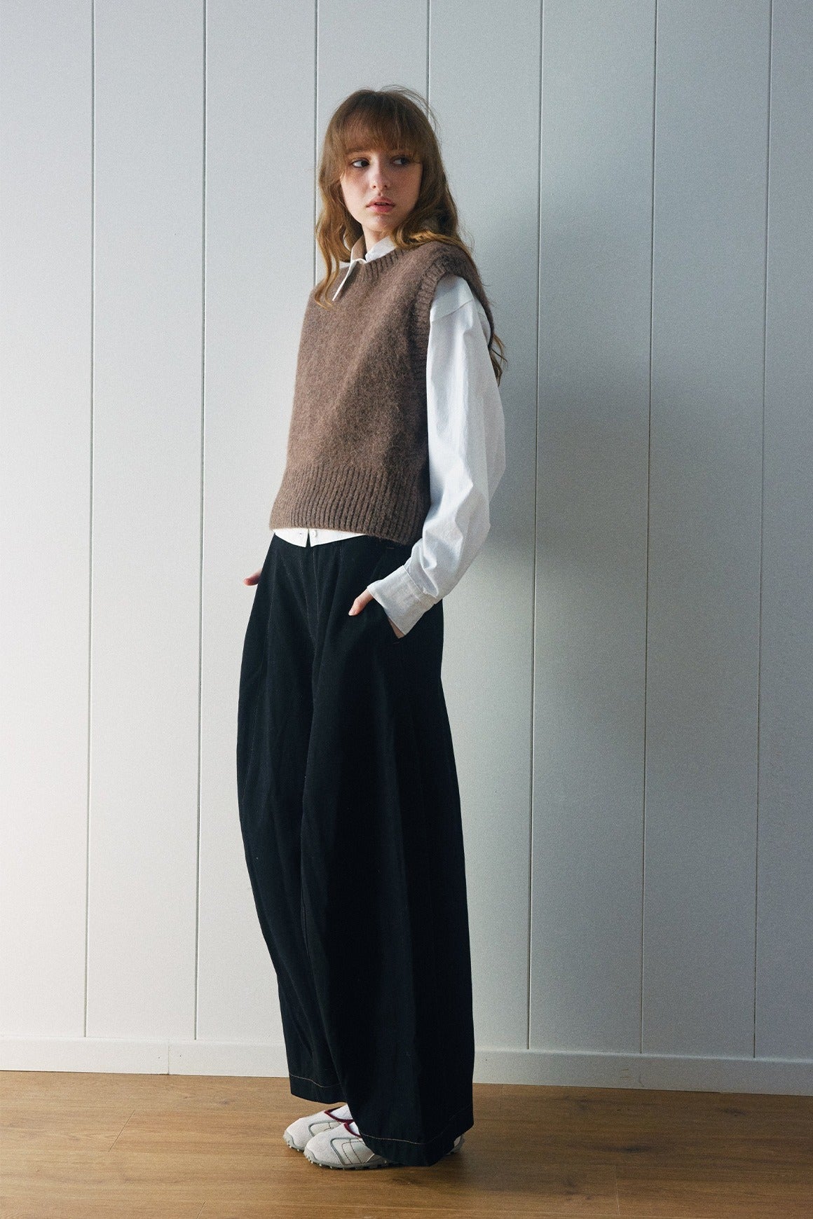 Alpaca blend minimalist cropped vest | 4 color