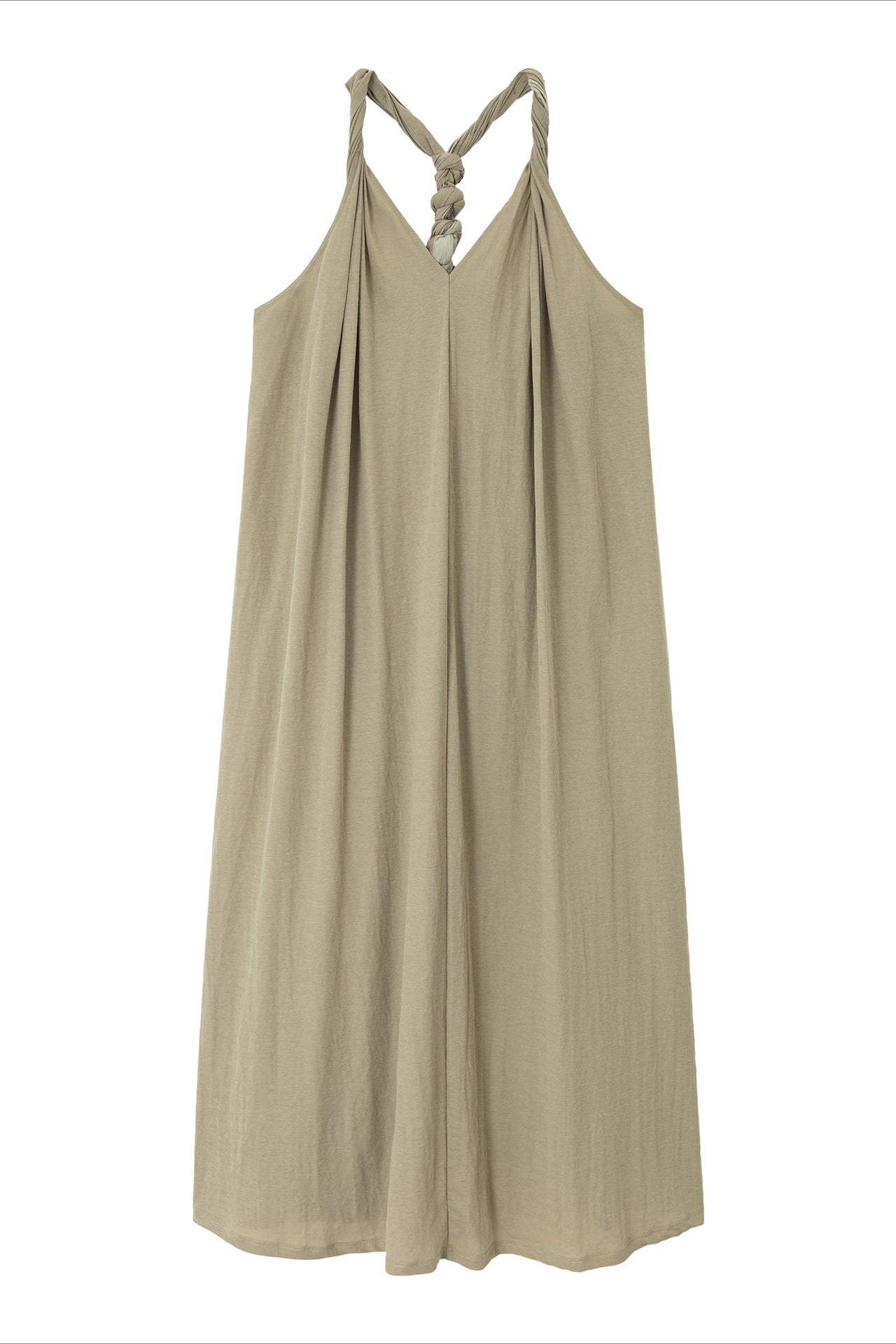 Cotton blend twisted ribbon backless dress | 3 color