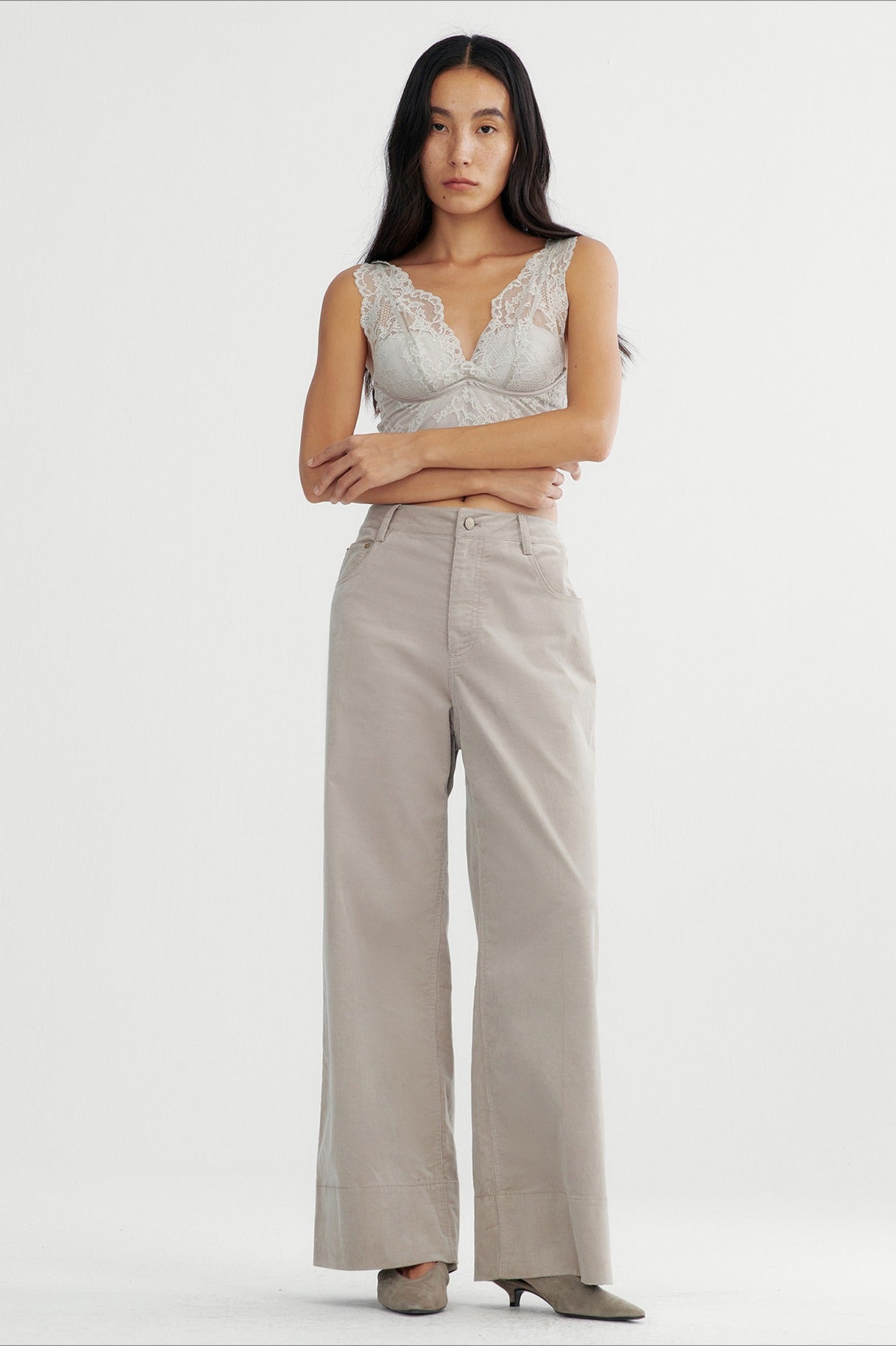 Cotton blend straight leg corduroy versatile pants | 2 color