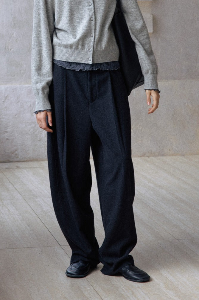 Wool blend wide-leg banana casual pants | 5 color