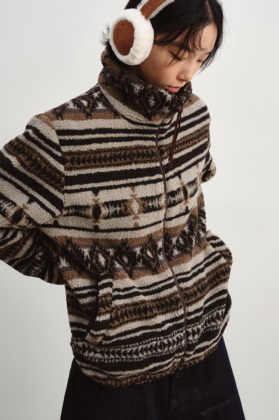Cozy and casual jacquard fleece jacket | 2 color
