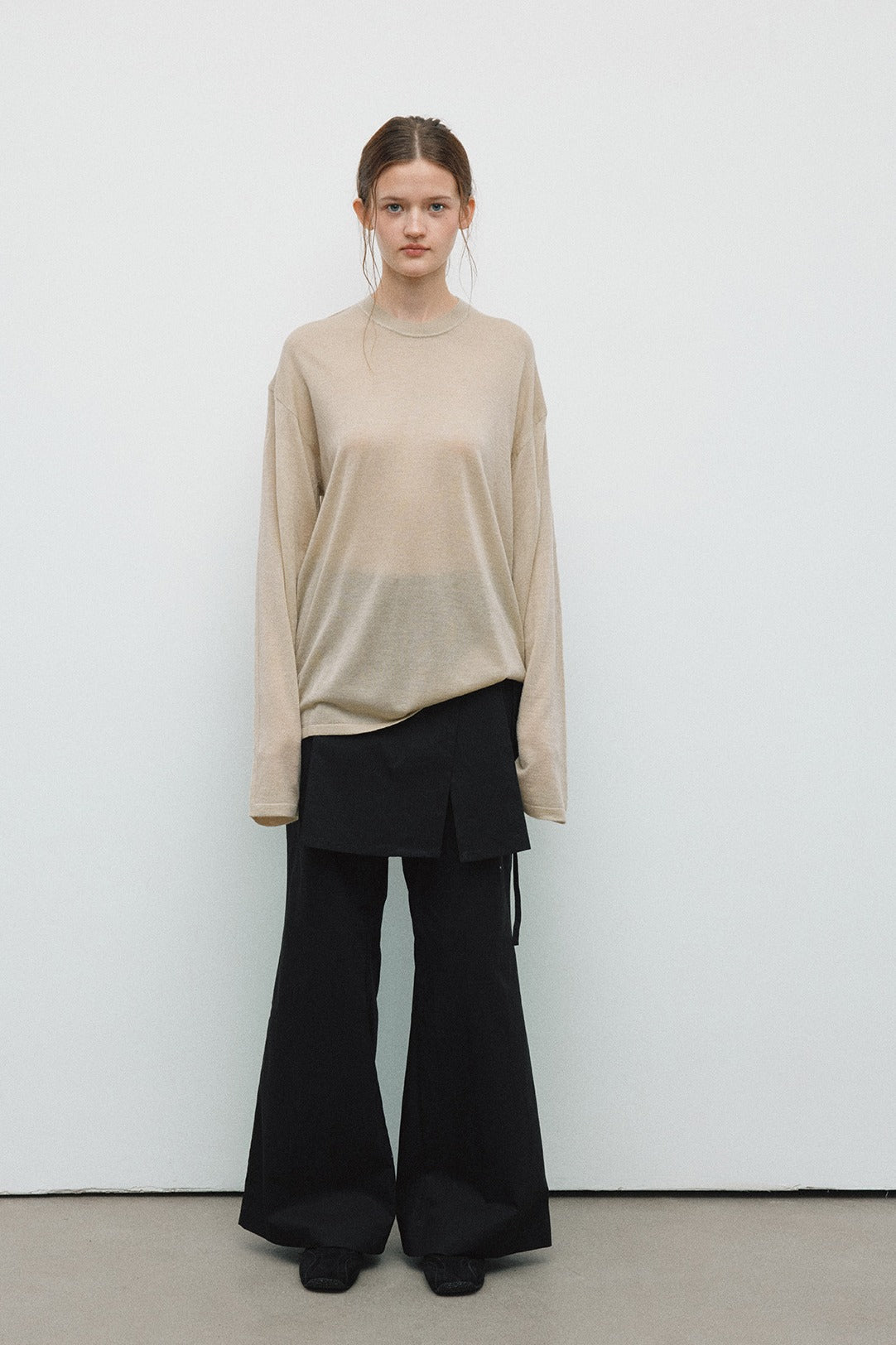 Camiseta de punto ligeramente transparente y de corte holgado con contenido de lana | 4 colores