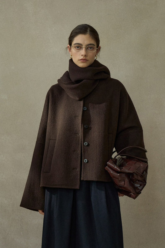 100% wool collarless minimalist design jacket | 3 color