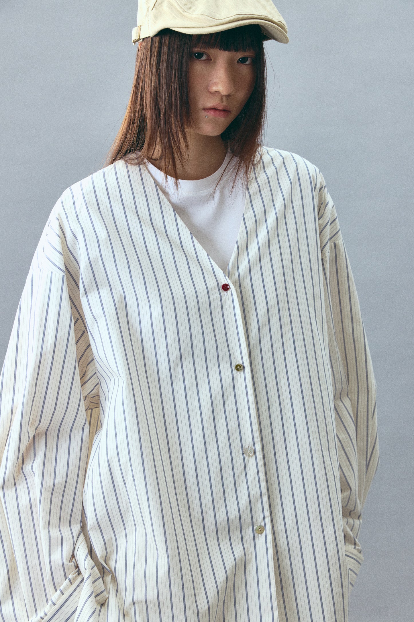 Chemise décontractée à rayures en coton, coupe ultra ample