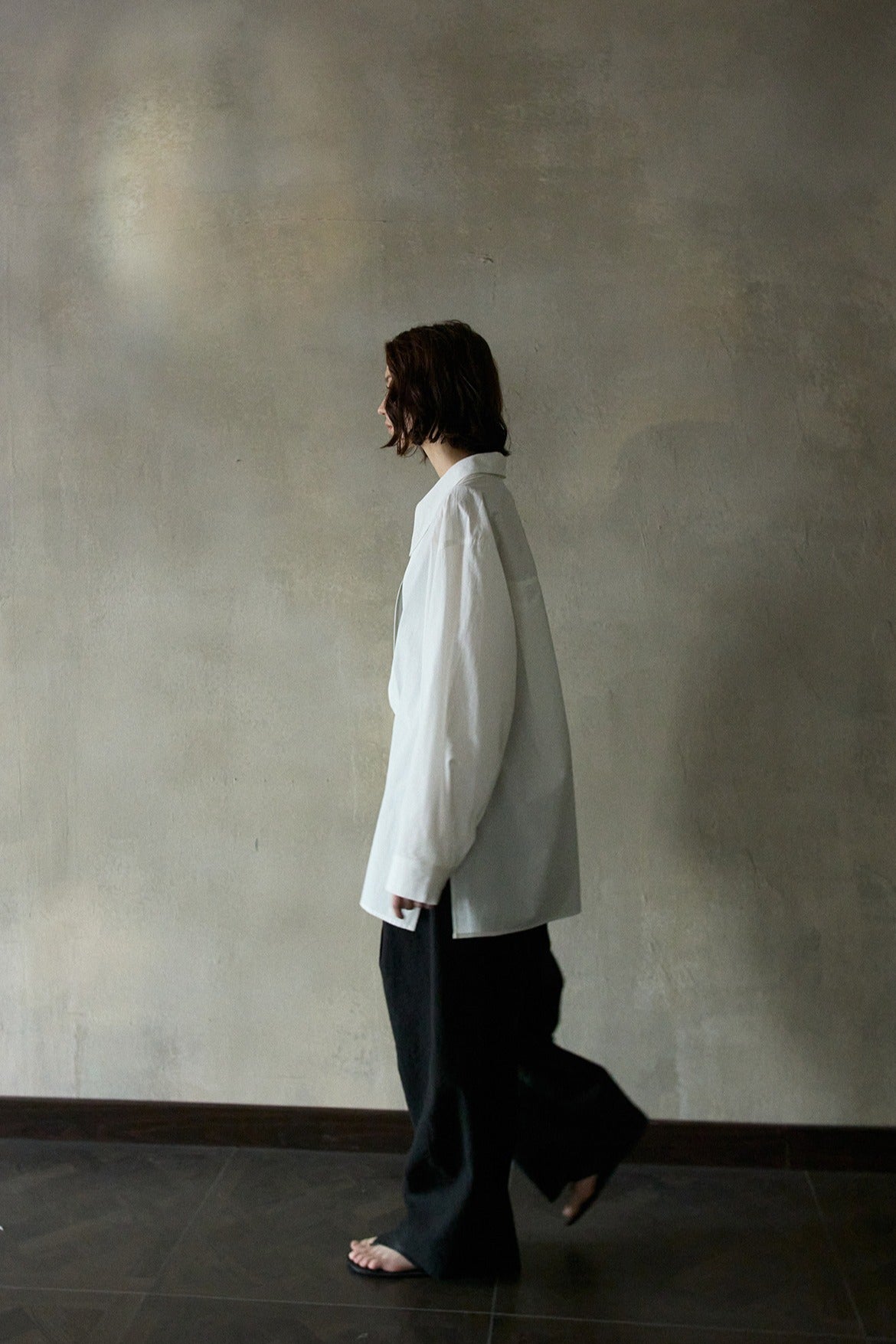 100 cotton big V-neck loose shirt | 4 color