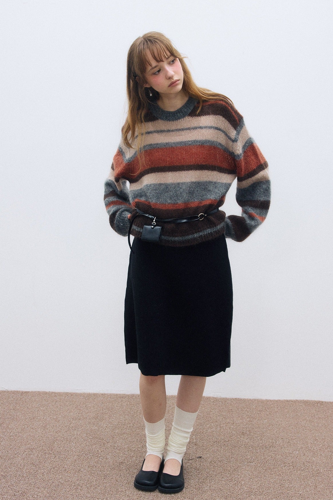 Wool blend loose and soft striped sweater | 3 color