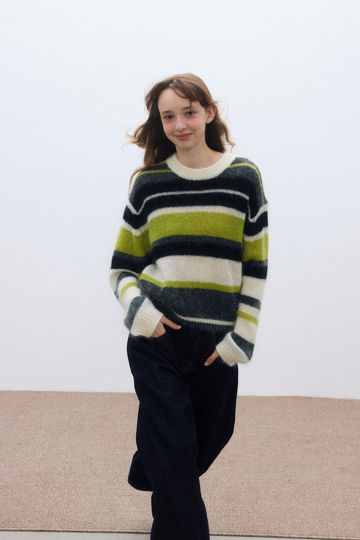 Wool blend loose and soft striped sweater | 3 color