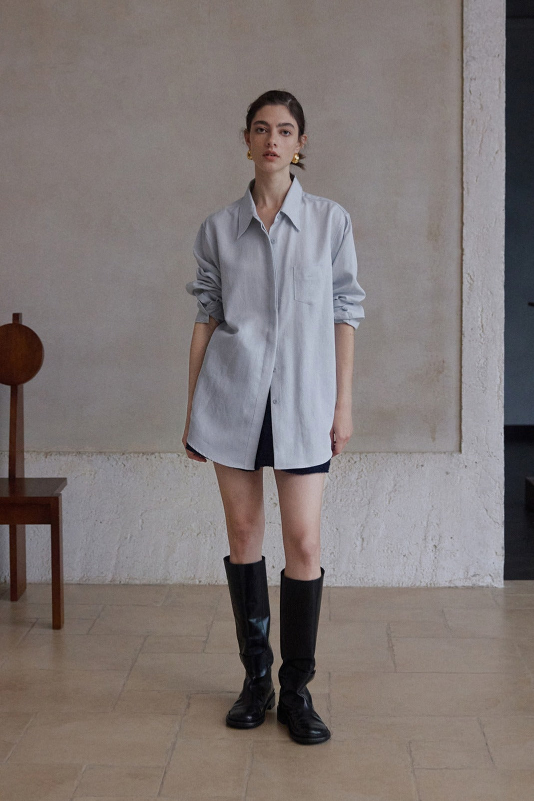 Lyocell blend matte finish drape shirt | 5 color