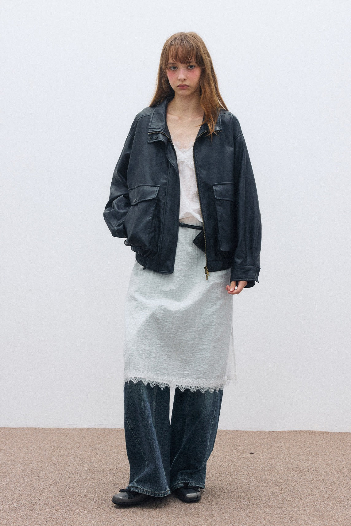 Relaxed-fit soft PU coating jacket | 3 color