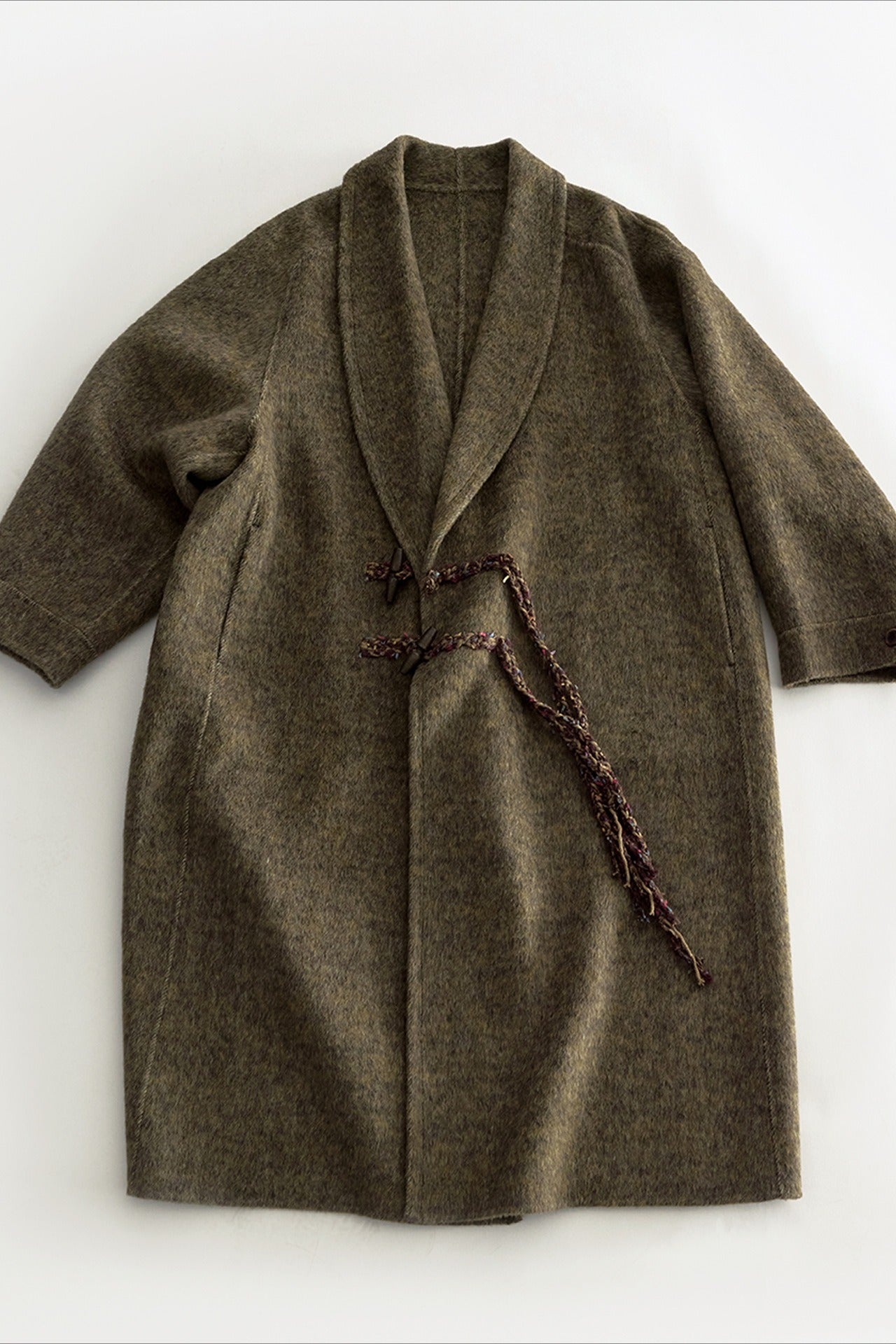Wool-silk-angora ultra-loose V-neck over coat | 3 color
