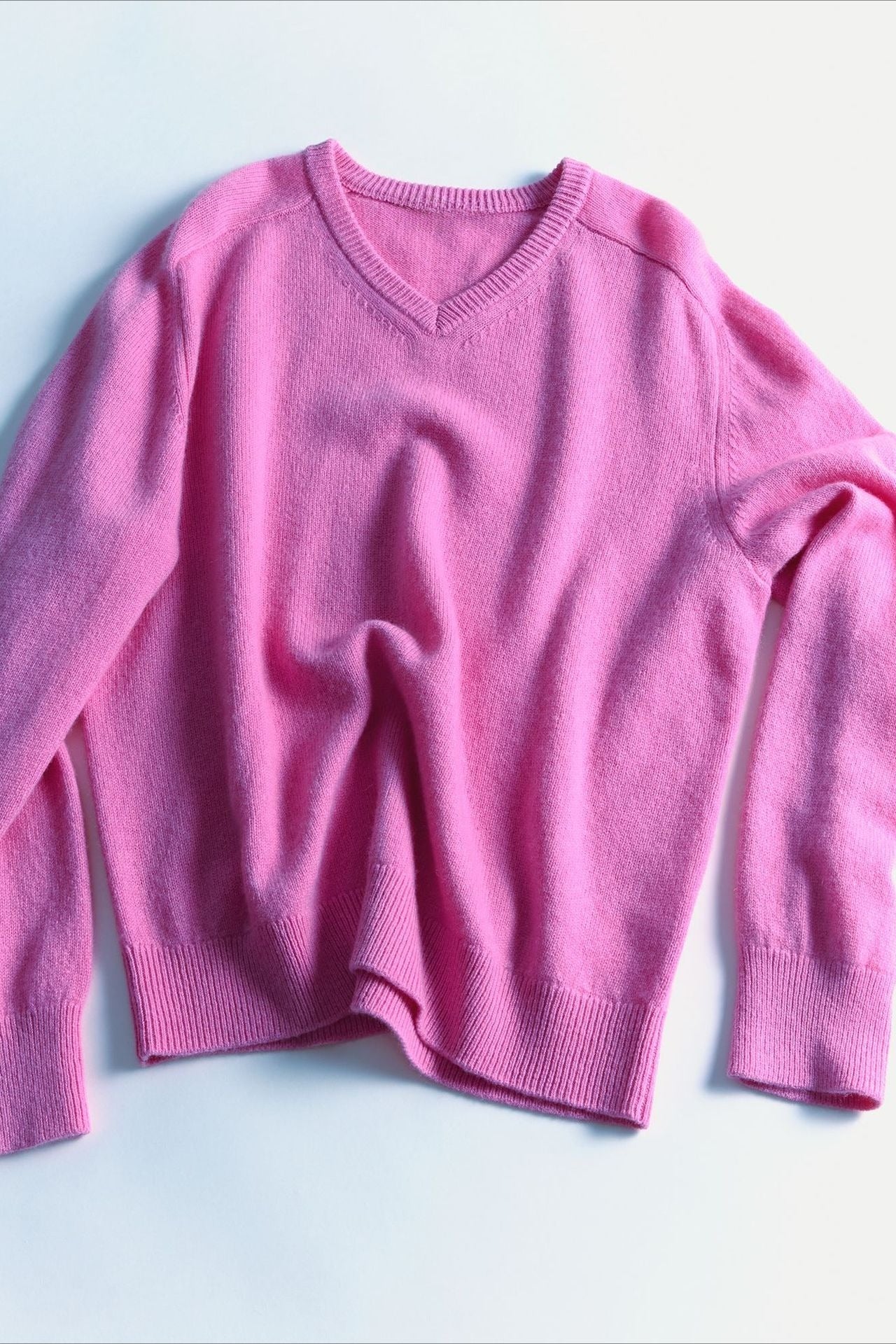 Wool blend relaxed fit V-neck sweater | 4 color