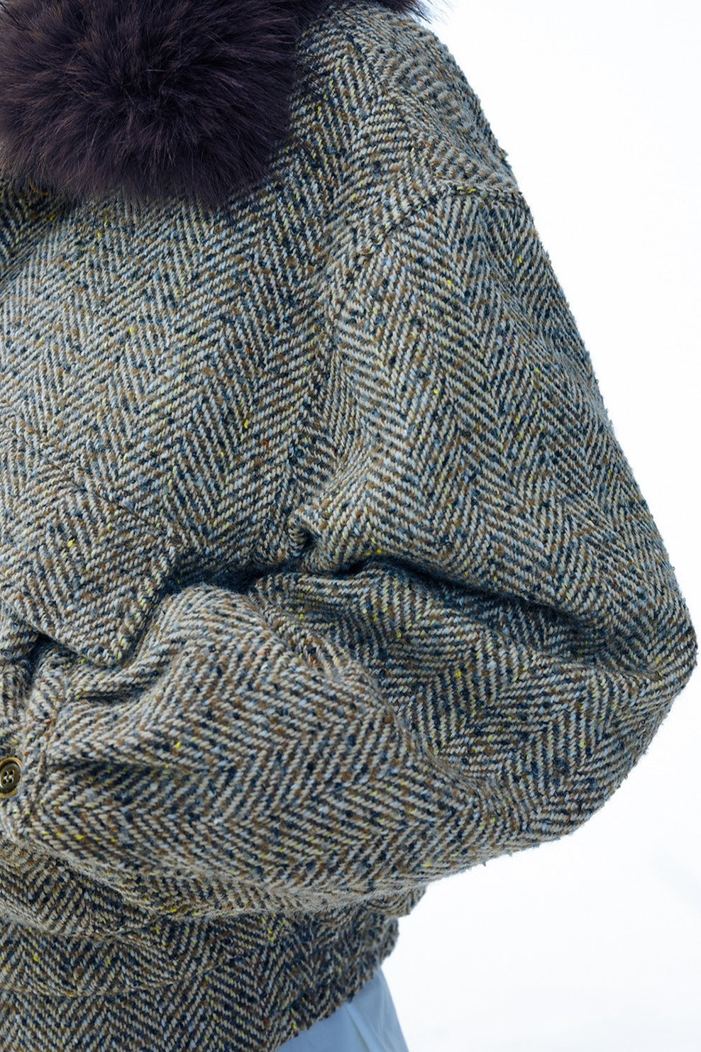 Wool blend fulling tweed jacket | 2 color