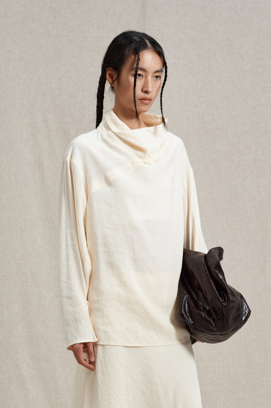 Chemise légère à col volanté effet drapé