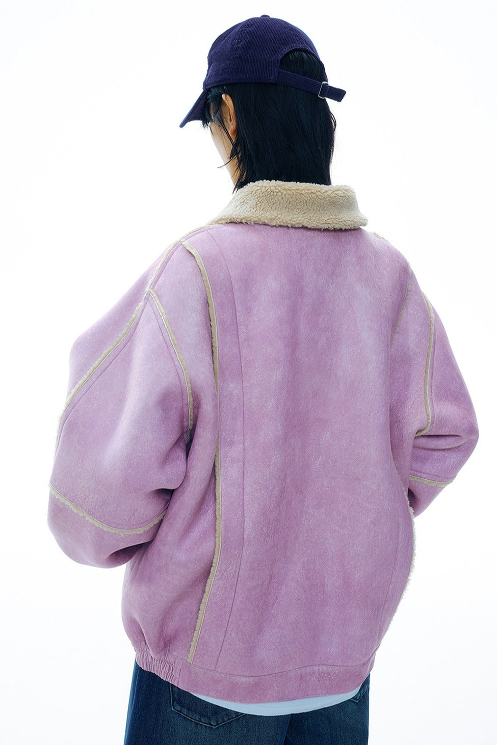 Contrast design oversized bomber jacket | 3 color