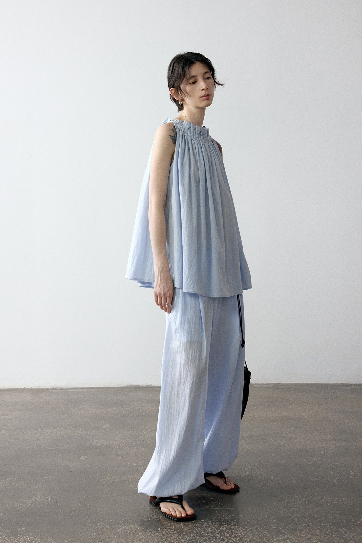 Viscose blend wrinkled fabric elastic cuff pants | 4 color